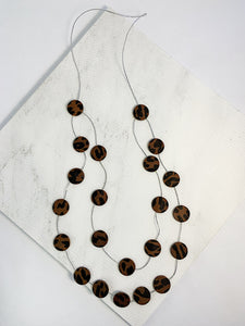 Katy Leather Disco Necklace Brown Leopard Print