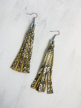 Load image into Gallery viewer, Flecos Leather Tassel Earrings Snake Skin Print