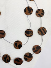 Load image into Gallery viewer, Katy Leather Disco Necklace Brown Leopard Print