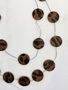 Katy Leather Disco Necklace Brown Leopard Print