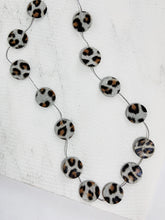 Load image into Gallery viewer, Nora Leather Disco Necklace White Leopard Print