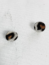 Load image into Gallery viewer, Leather Stud Earrings White Leopard Print