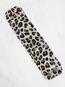 Zoe Leather Cuff Bracelet White Leopard Print