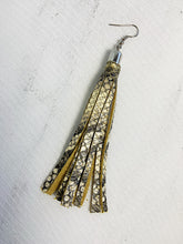 Load image into Gallery viewer, Flecos Leather Tassel Earrings Snake Skin Print