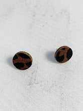 Load image into Gallery viewer, Leather Stud Earrings Brown Leopard Print