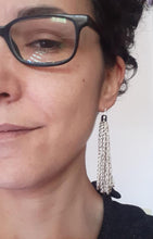 Load image into Gallery viewer, Vegan Silk Chain Link Tassel Earrings
