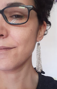 Vegan Silk Chain Link Tassel Earrings