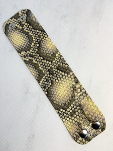 Zoe Leather Solid Cuff Bracelet Snake Skin Print