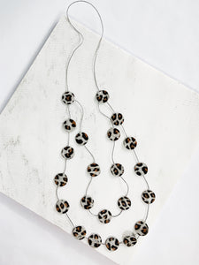 Katy Leather Disco Necklace White Leopard Print