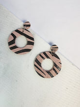 Load image into Gallery viewer, O Leather Earrings Zebra Print