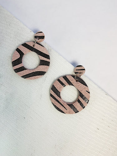 O Leather Earrings Zebra Print
