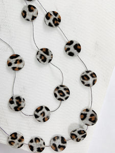 Katy Leather Disco Necklace White Leopard Print