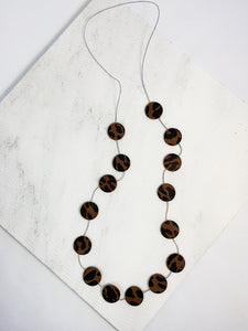 Nora Leather Disco Necklace Brown Leopard Print