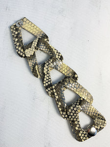 Gigi Leather Cuff Bracelet Snake Skin Print